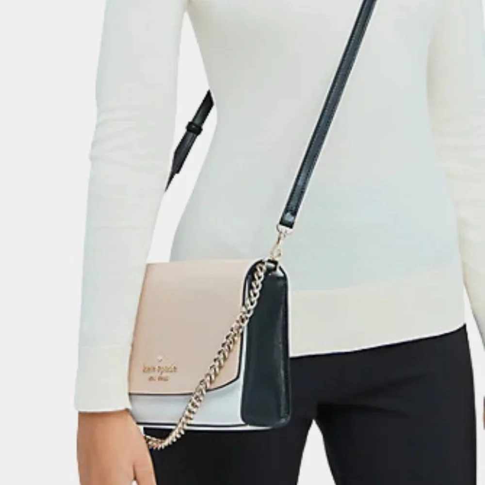 NWT Kate Spade Carson Leather Colorblock Crossbody Satchel Gray White Black MINT - Picture 13 of 15